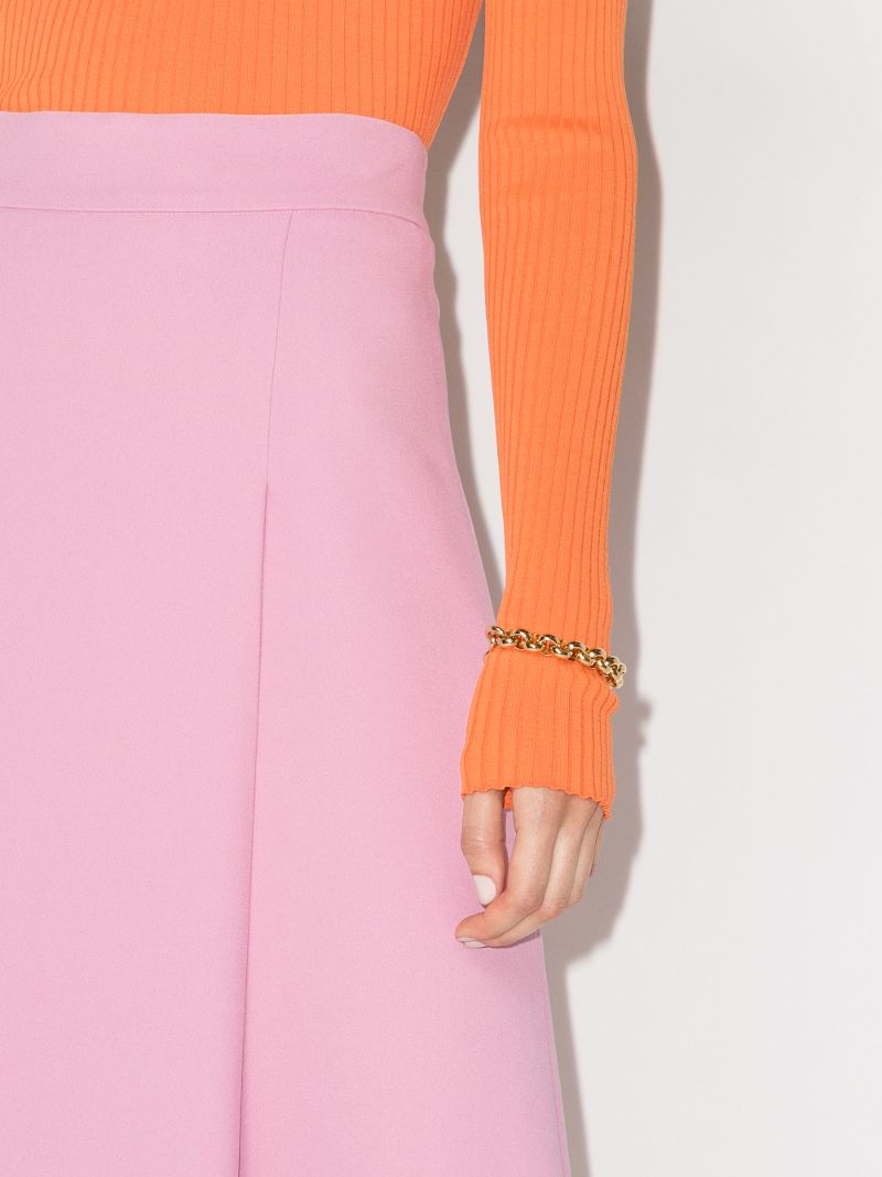 Pleat Front Midi Skirt