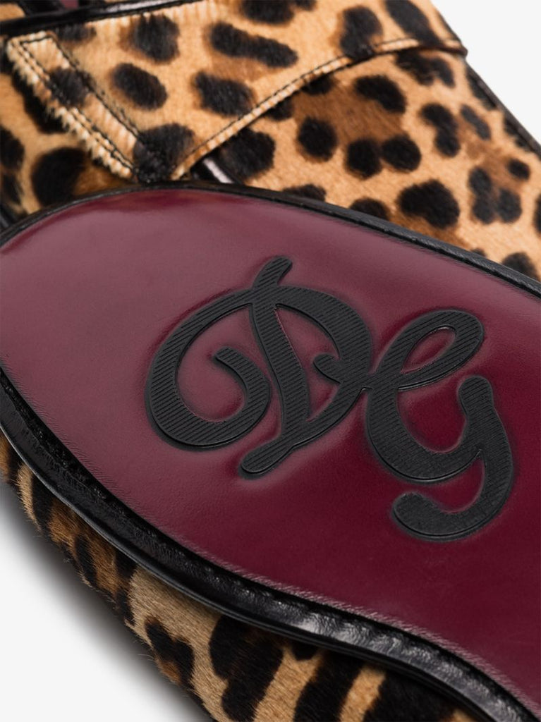 Brown Erice Leopard Print Calf Hair Loafers