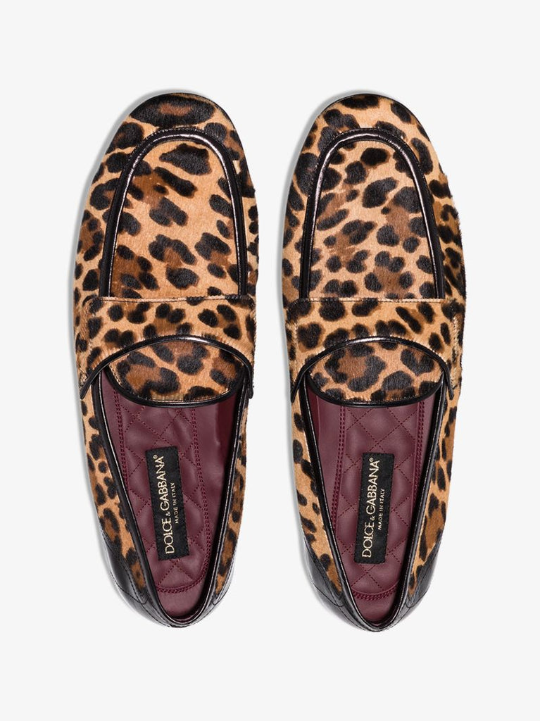 Brown Erice Leopard Print Calf Hair Loafers