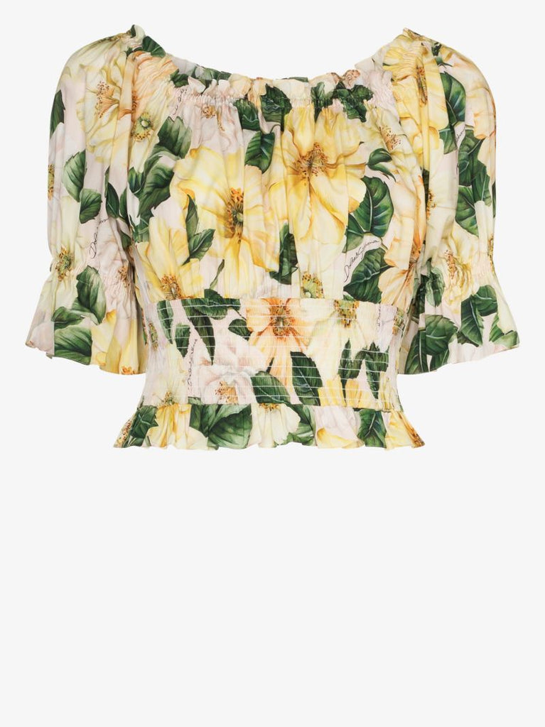 Floral Smocked Poplin Top