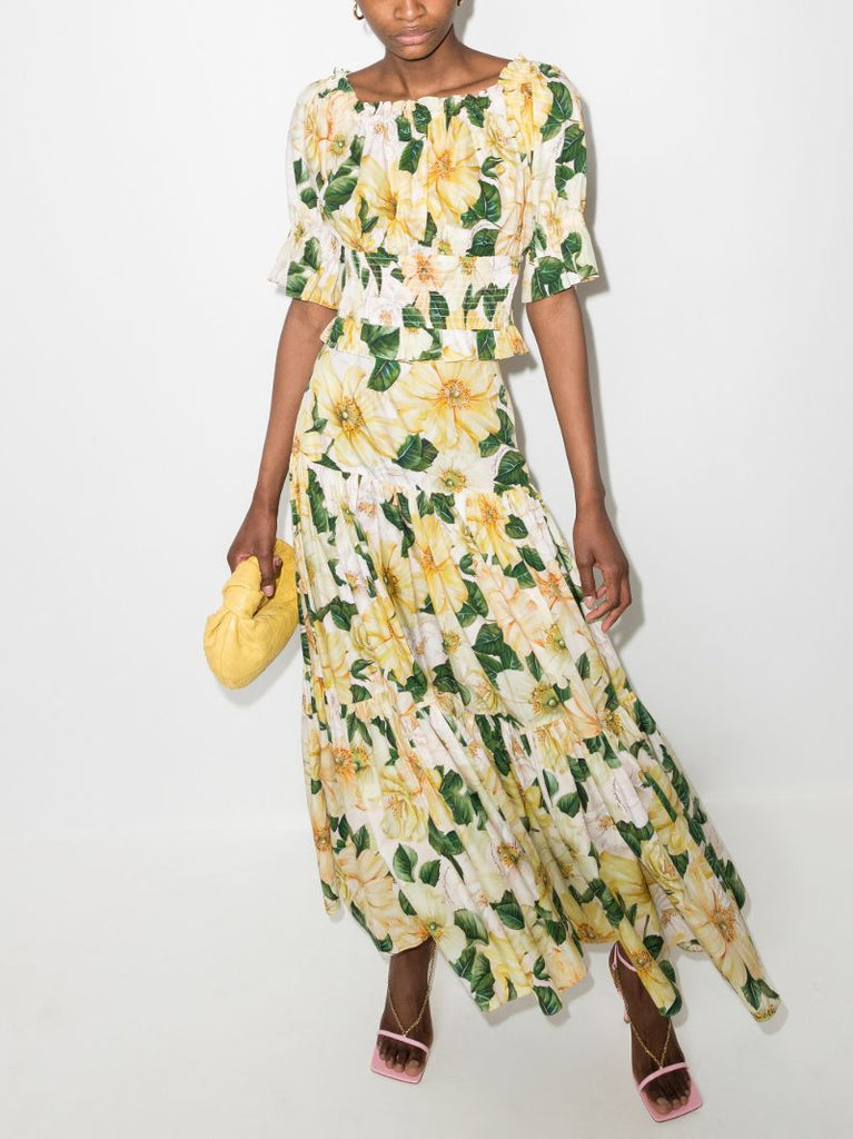 Floral Smocked Poplin Top