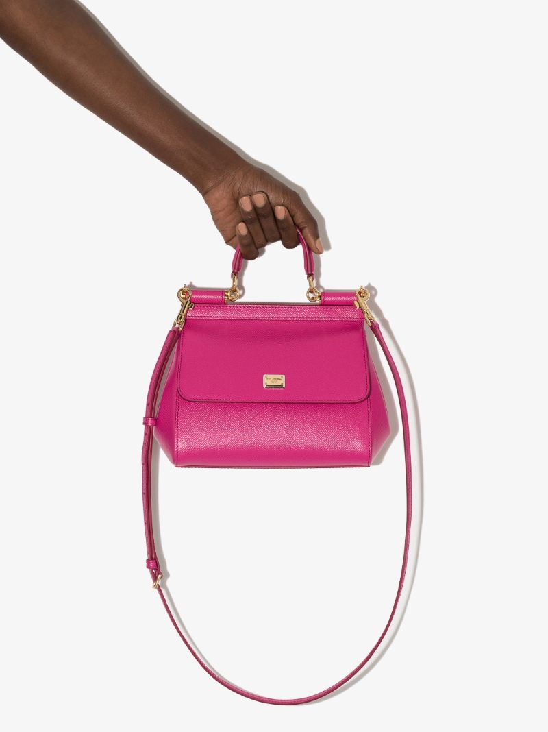 Pink Sicily Medium Leather Tote Bag