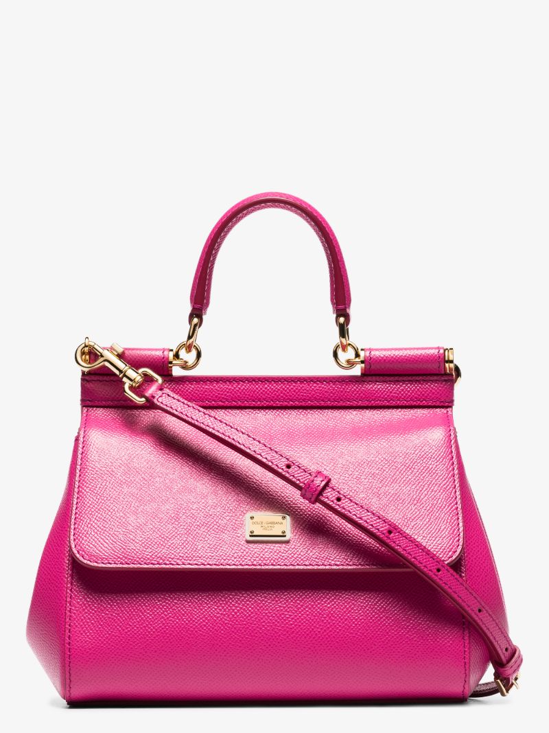 Pink Sicily Medium Leather Tote Bag