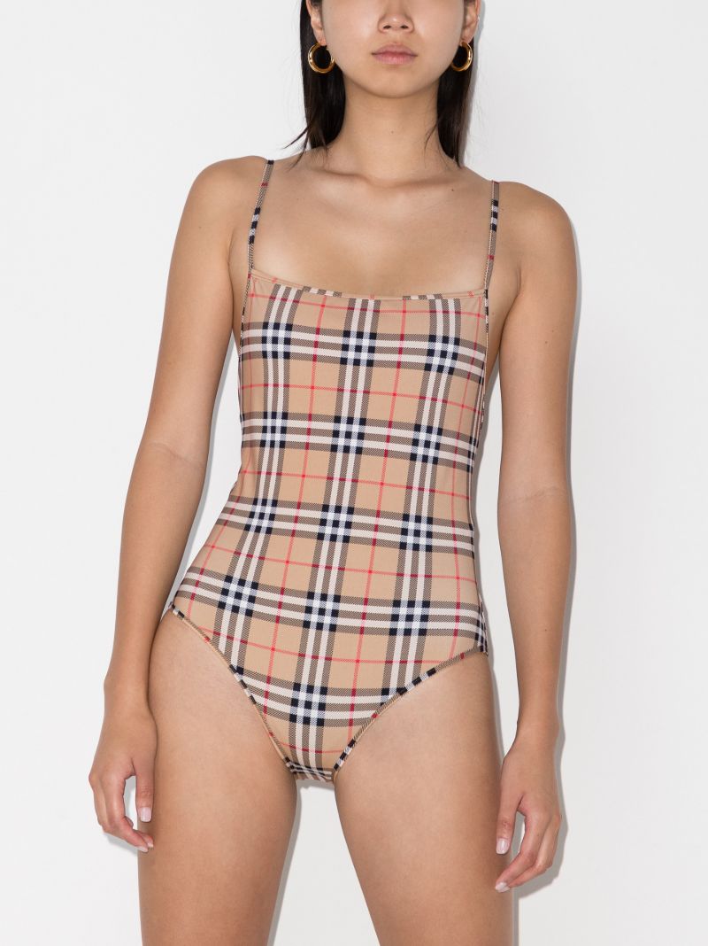 Neutral Vintage Check Swimsuit
