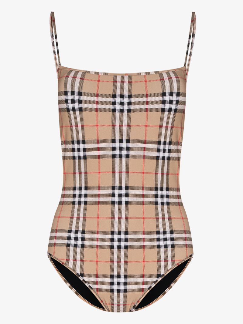 Neutral Vintage Check Swimsuit