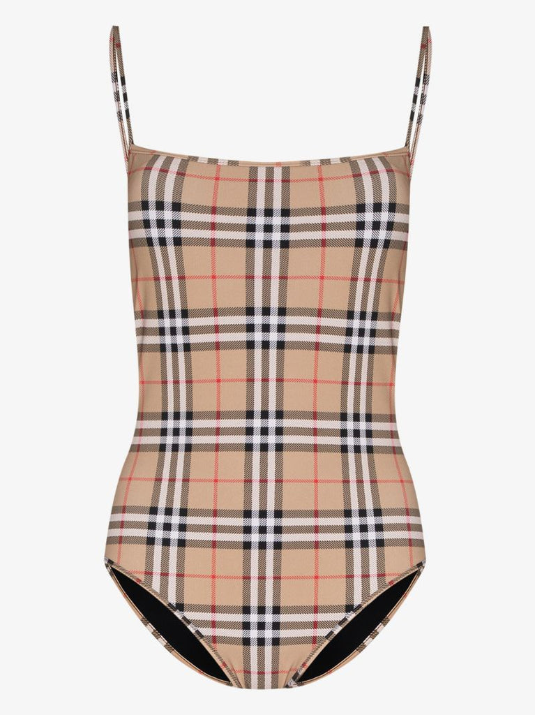 Neutral Vintage Check Swimsuit
