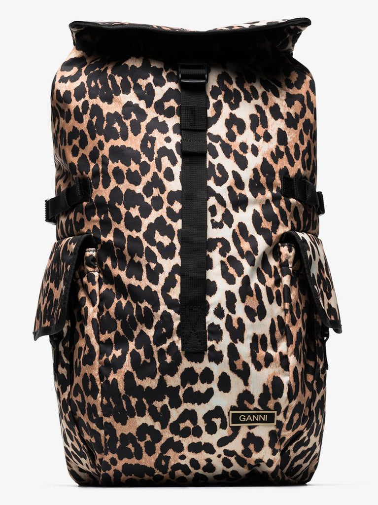 Black Leopard Print Backpack