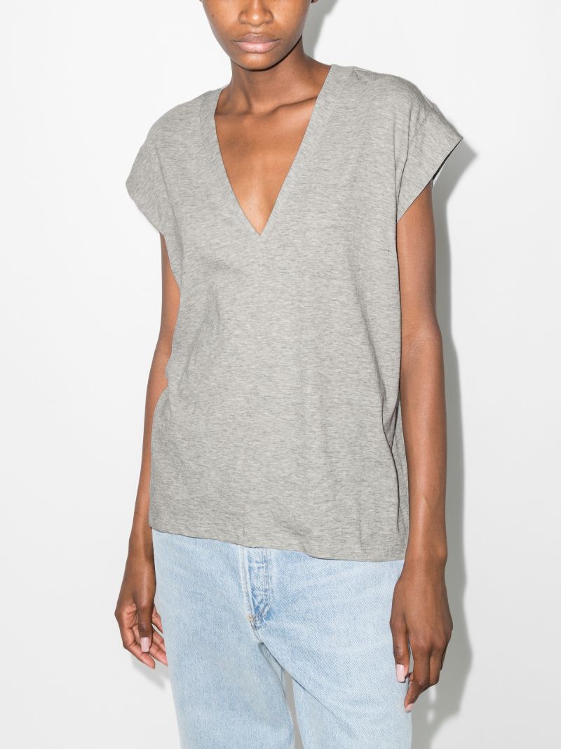 Grey V-neck Cotton T-shirt