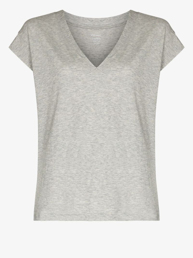 Grey V-neck Cotton T-shirt