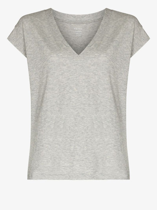Grey V-neck Cotton T-shirt