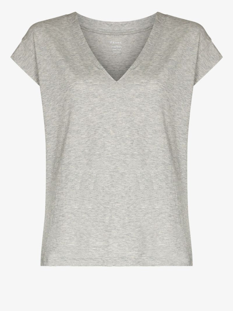 Grey V-neck Cotton T-shirt