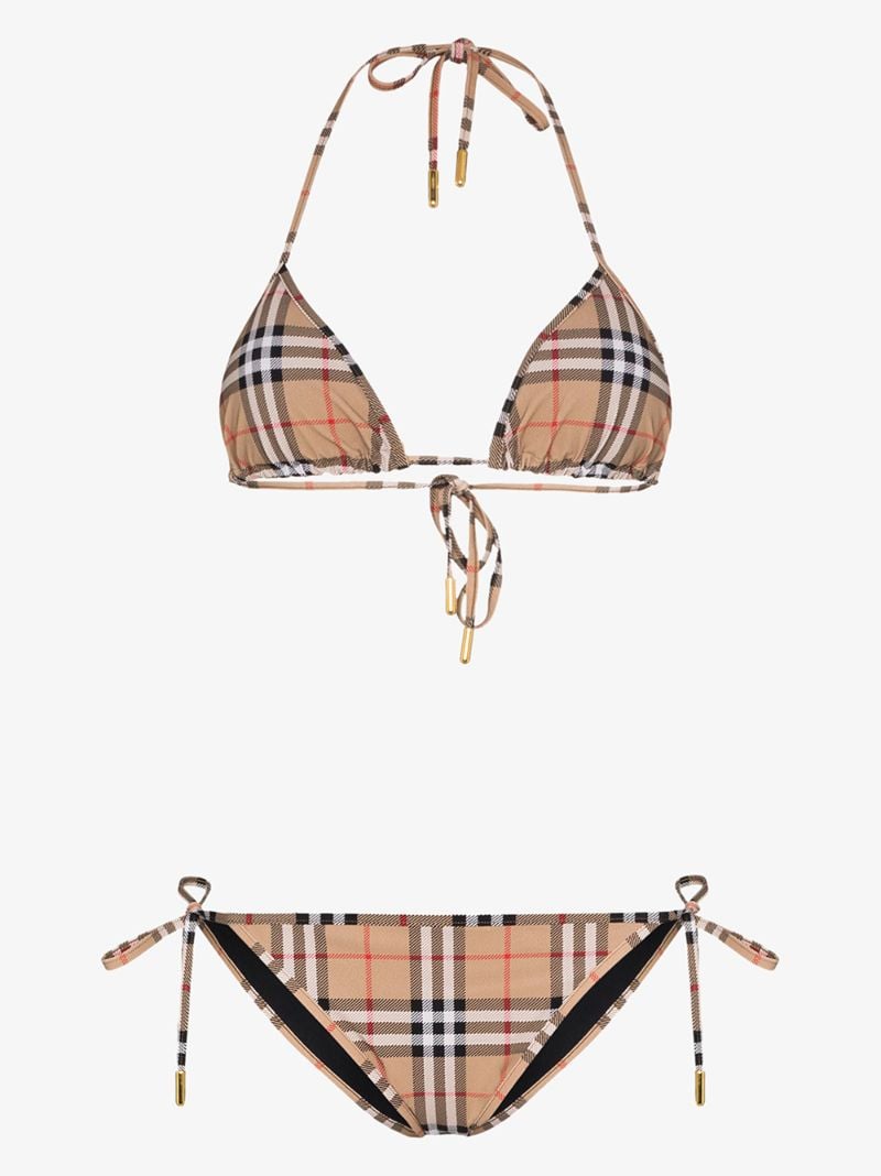 Neutral Vintage Check Bikini