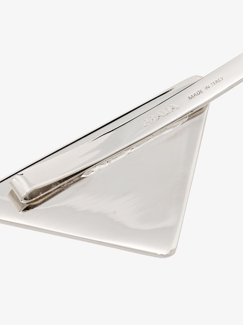 Silver Tone Logo Triangle Hair Slides