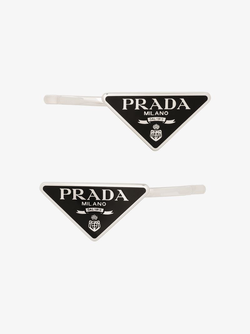 Silver Tone Logo Triangle Hair Slides
