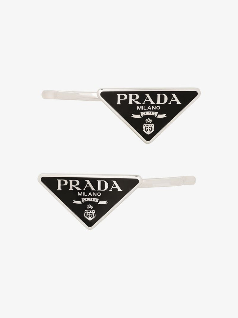 Silver Tone Logo Triangle Hair Slides
