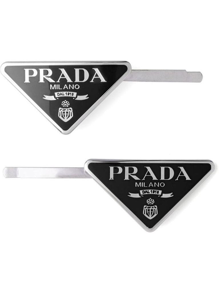 Silver Tone Logo Triangle Hair Slides
