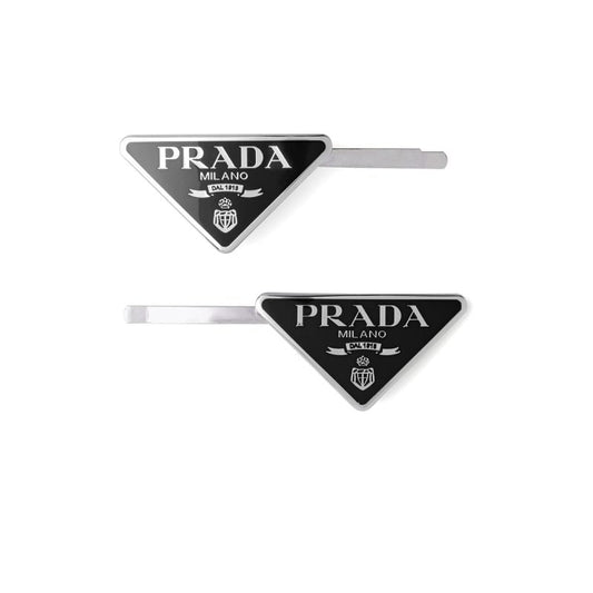 Silver Tone Logo Triangle Hair Slides