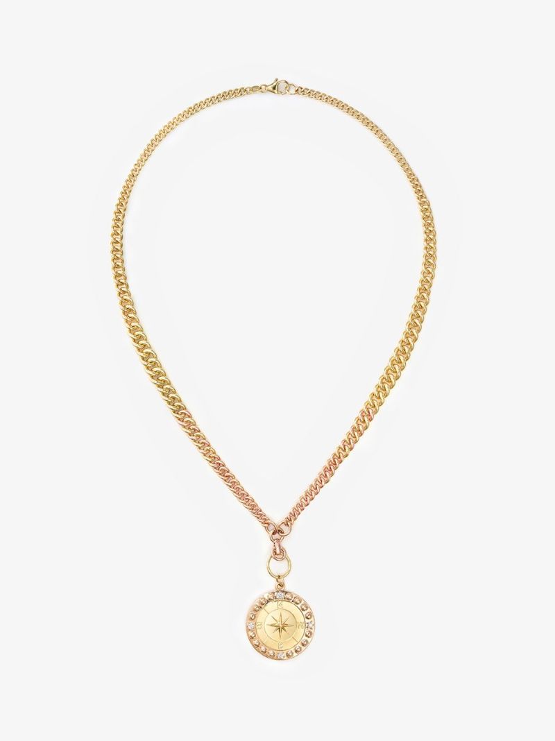 18k Yellow Gold Course Correction Graduated Curb Chain Diamond Necklace