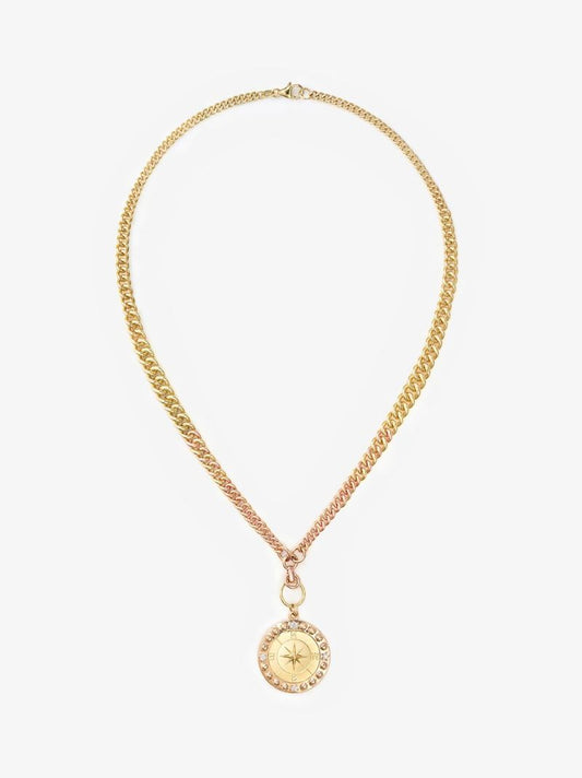 18k Yellow Gold Course Correction Graduated Curb Chain Diamond Necklace
