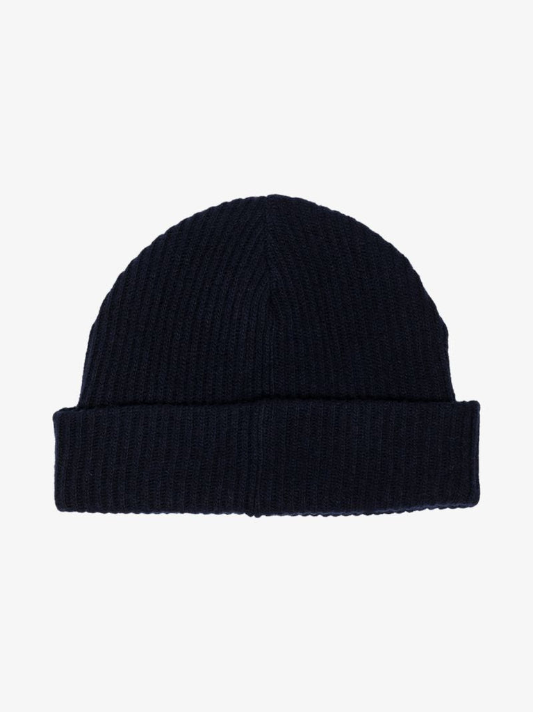 Blue Ribbed Beanie Hat