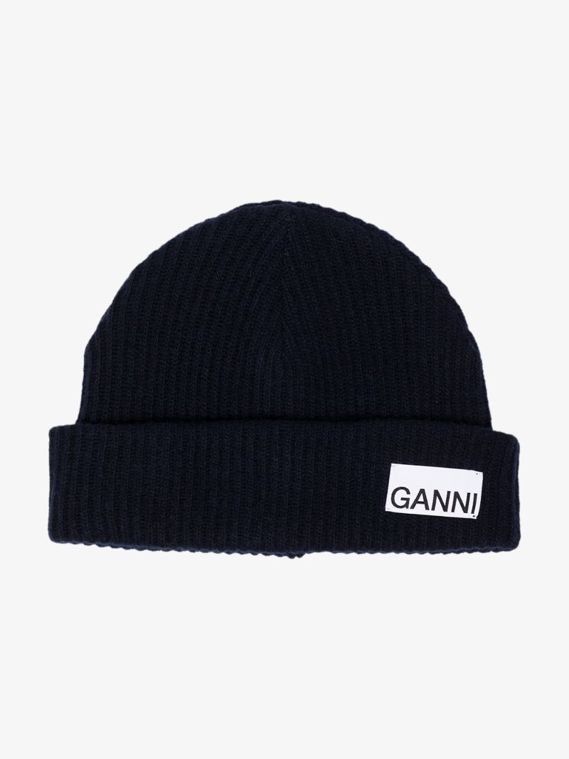 Blue Ribbed Beanie Hat