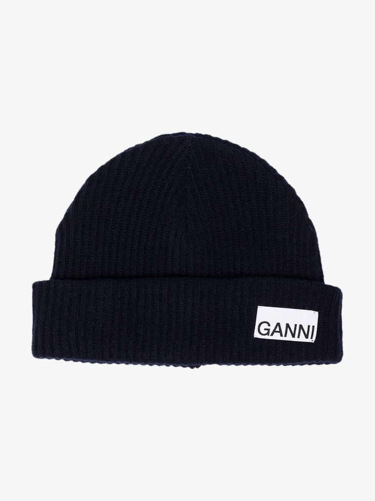 Blue Ribbed Beanie Hat