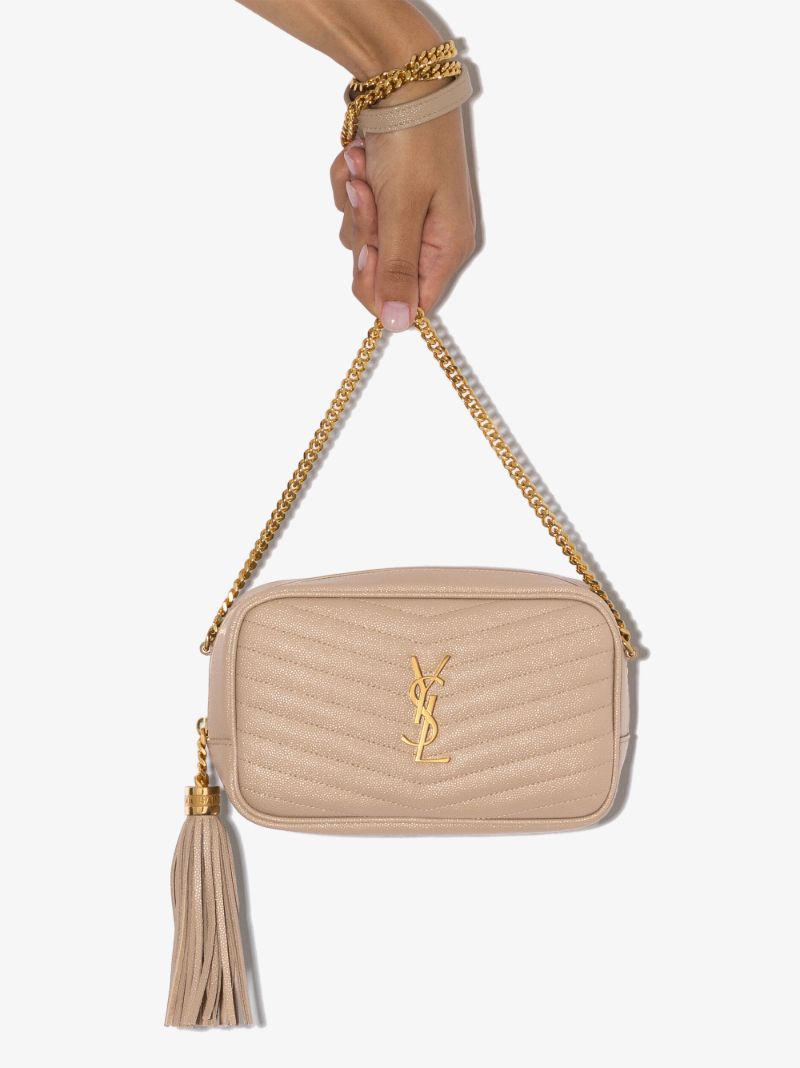Beige Lou Mini Quilted Leather Camera Bag