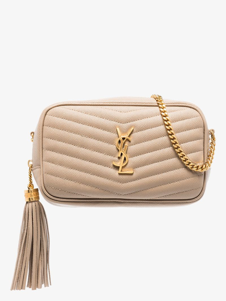 Beige Lou Mini Quilted Leather Camera Bag