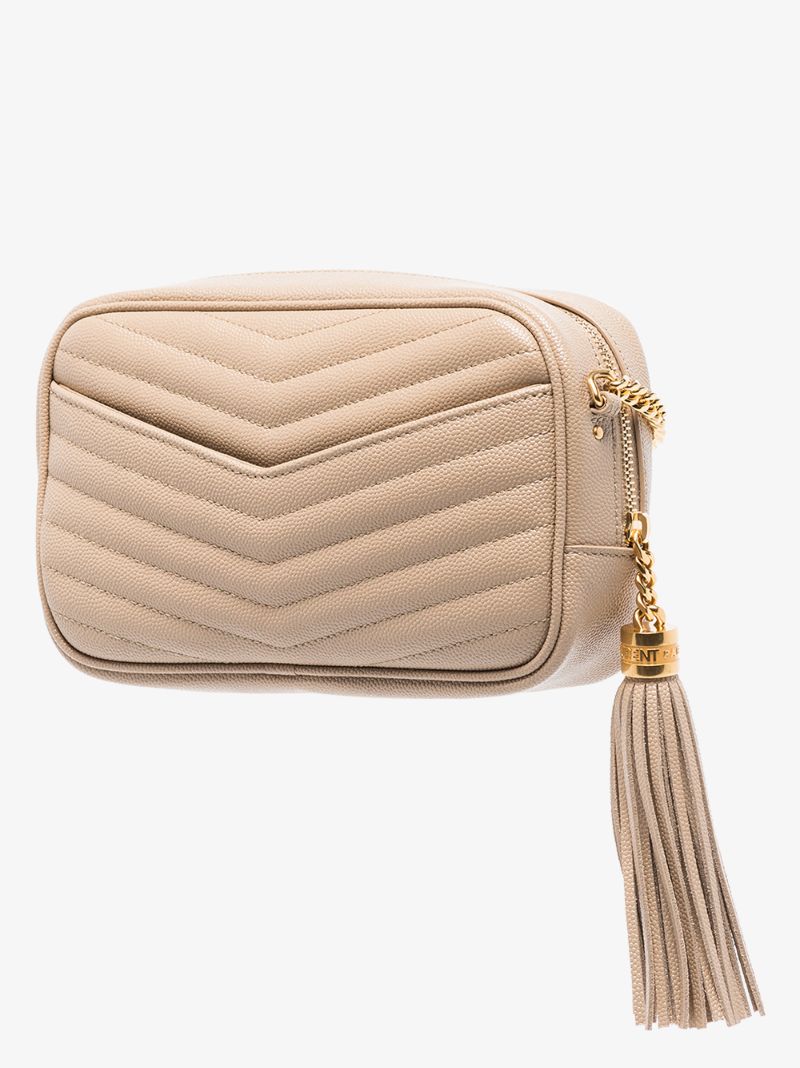 Beige Lou Mini Quilted Leather Camera Bag