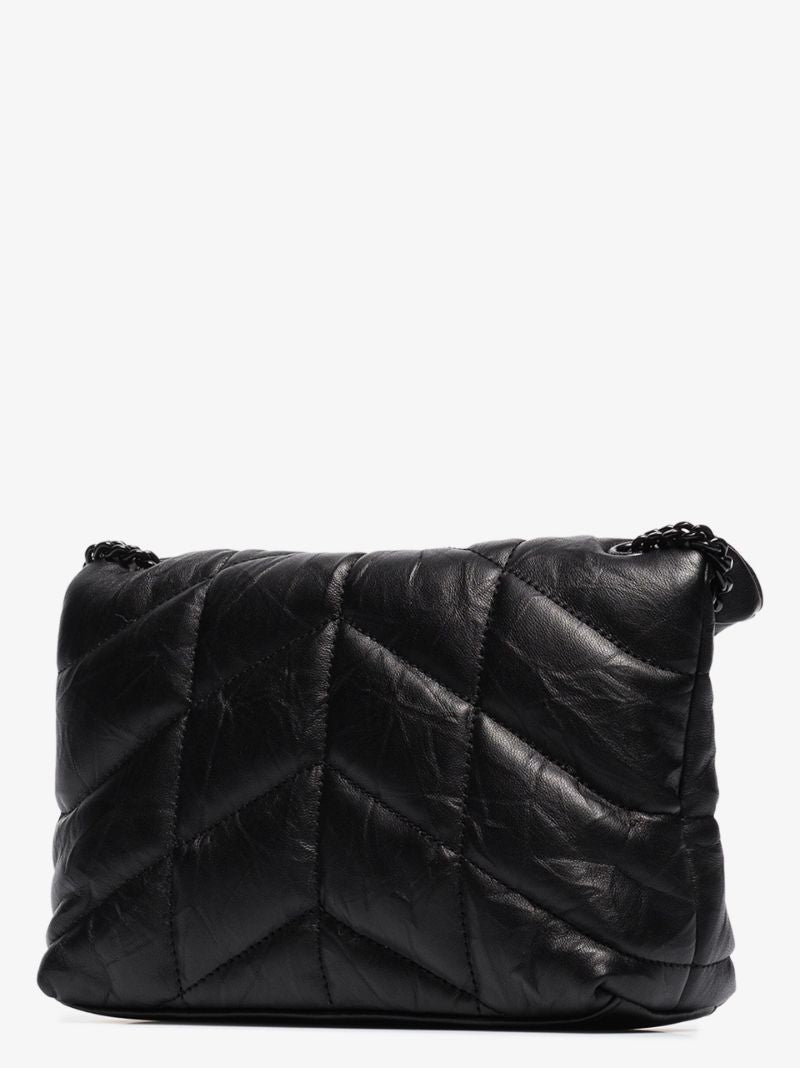 Black Loulou Puffer Small Leather Shoulder Bag