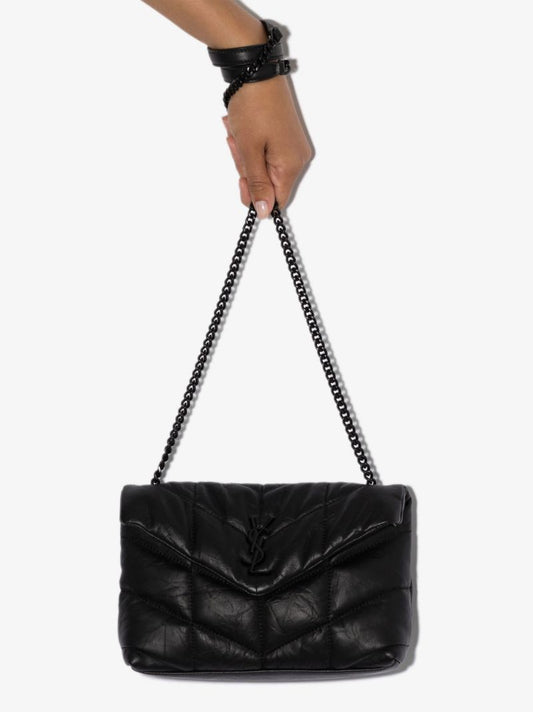 Black Loulou Puffer Small Leather Shoulder Bag