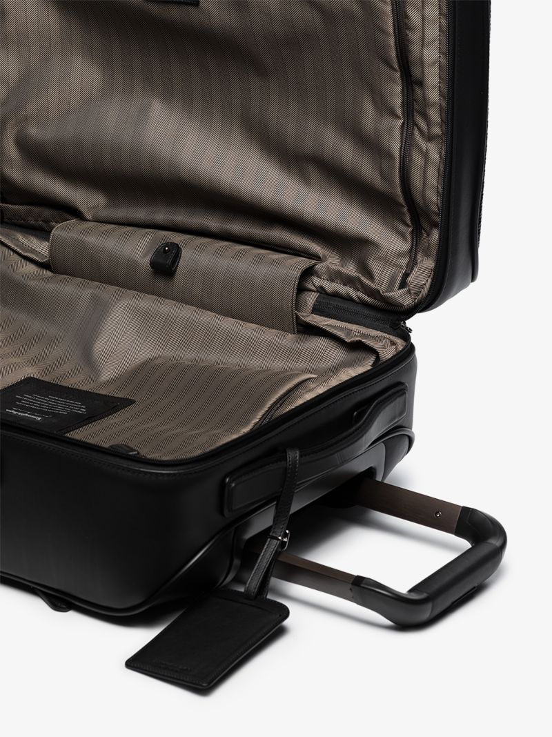 Black Pelletessuta Leather Cabin Suitcase