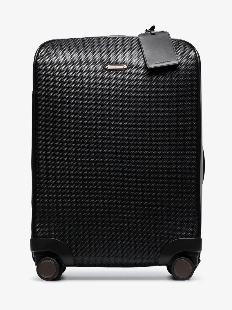 Black Pelletessuta Leather Cabin Suitcase