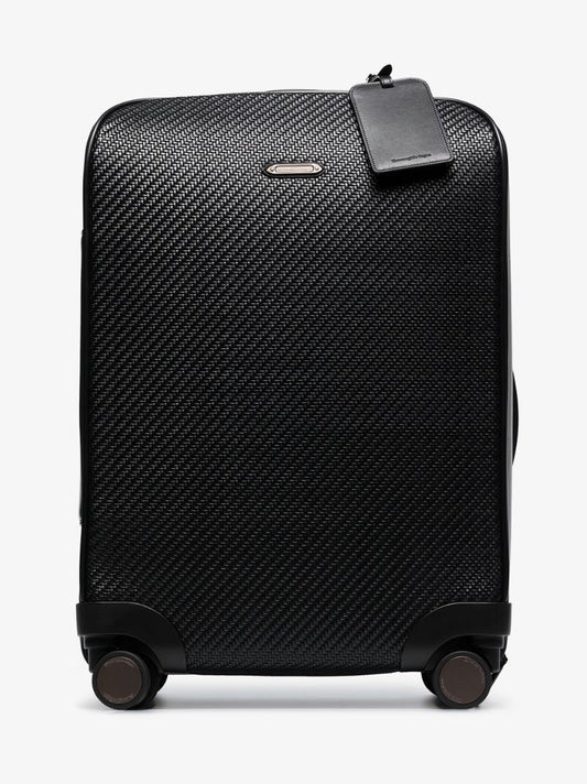 Black Pelletessuta Leather Cabin Suitcase