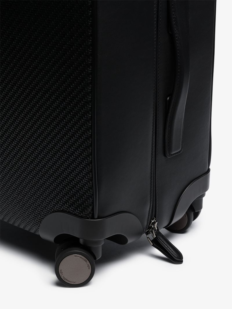 Black Pelletessuta Leather Cabin Suitcase