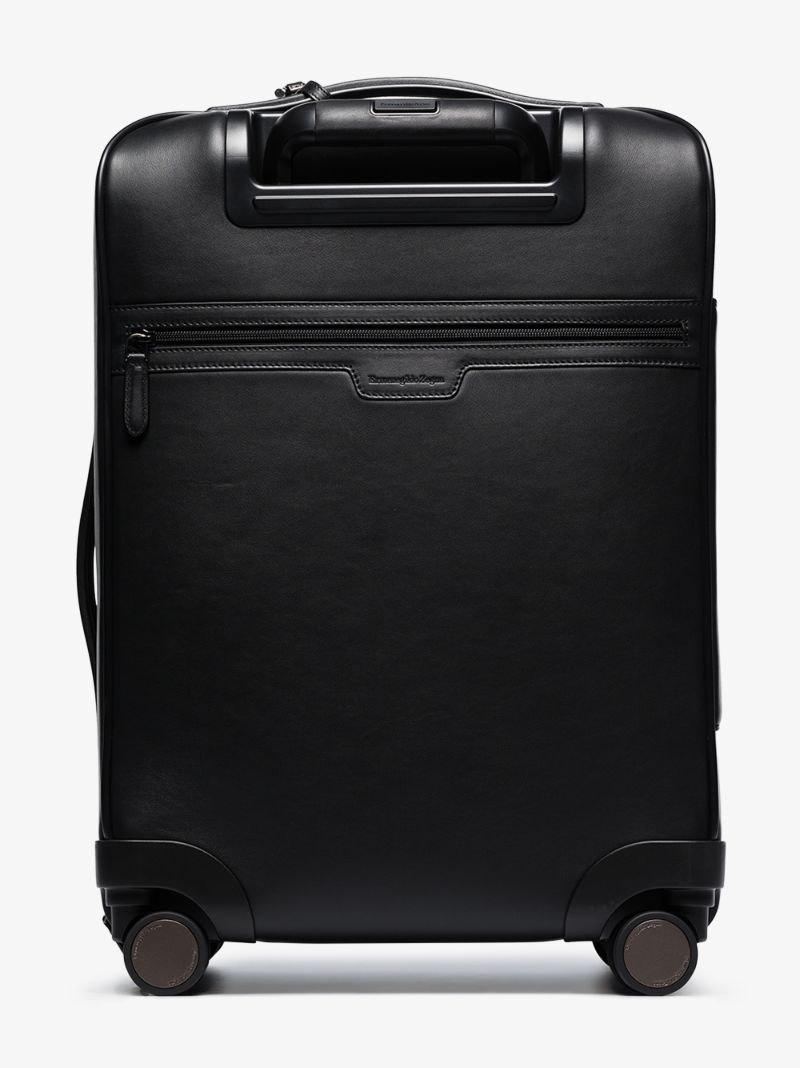 Black Pelletessuta Leather Cabin Suitcase