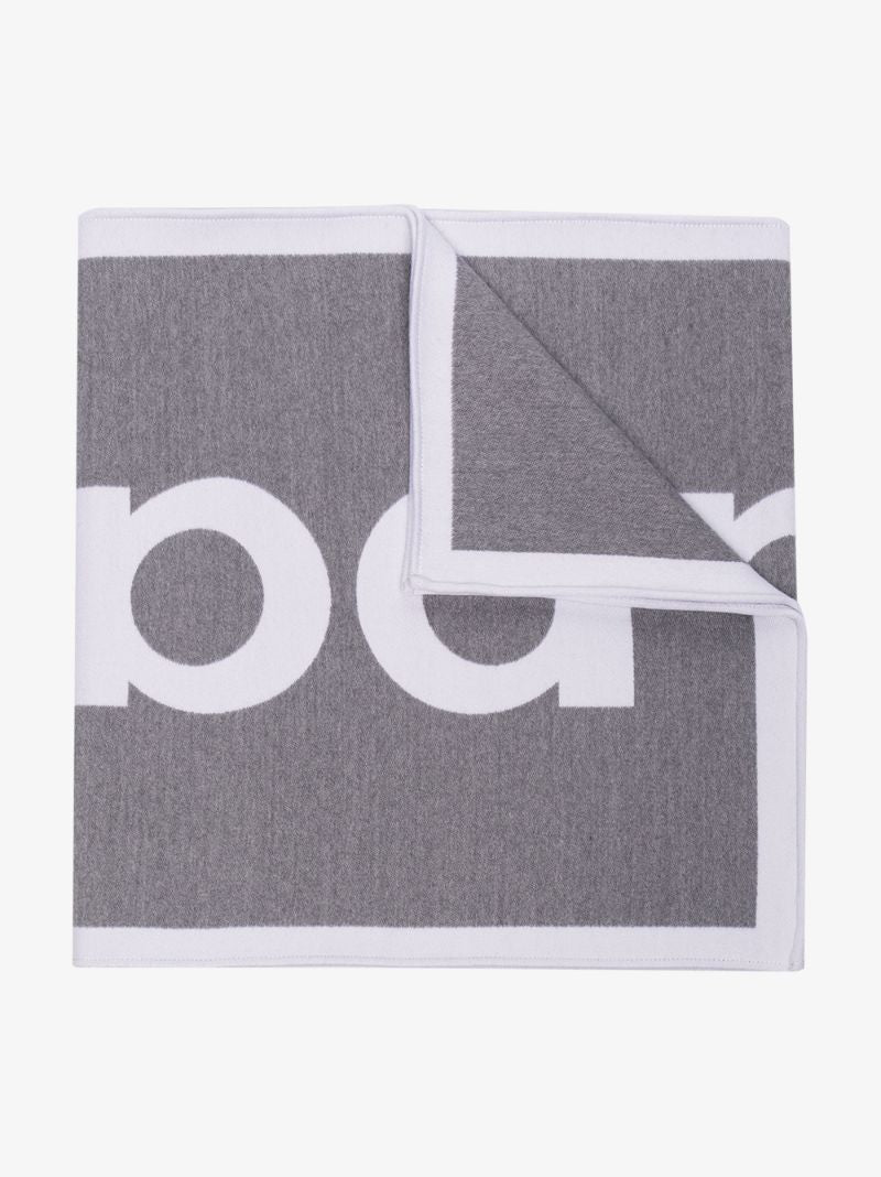 Grey Logo Knit Wool Scarf