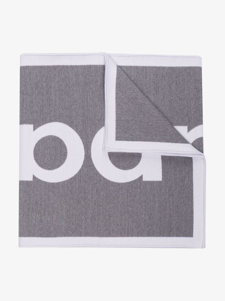 Grey Logo Knit Wool Scarf