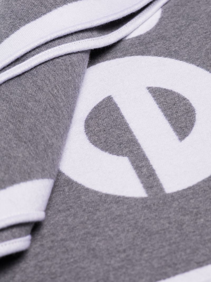 Grey Logo Knit Wool Scarf