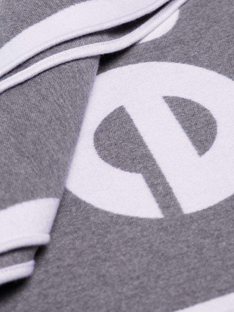 Grey Logo Knit Wool Scarf