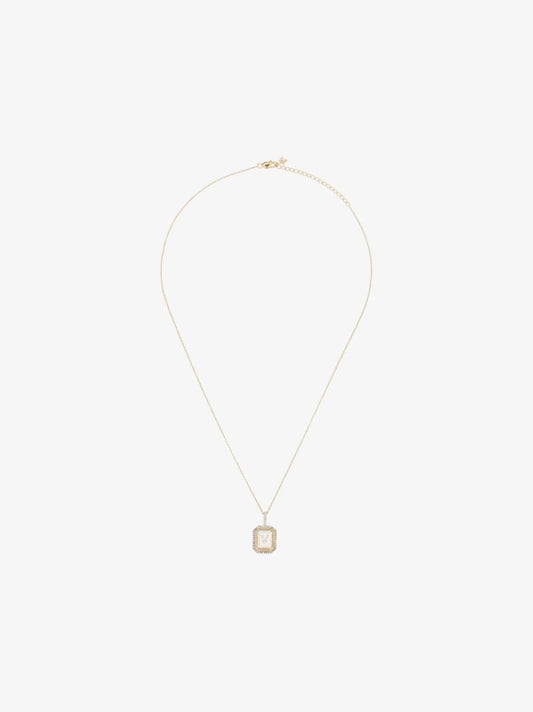 14k Yellow Gold V Initial Diamond Necklace