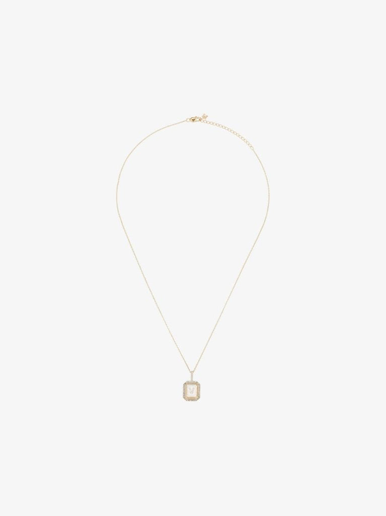 14k Yellow Gold V Initial Diamond Necklace