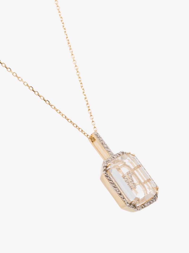 14k Yellow Gold V Initial Diamond Necklace