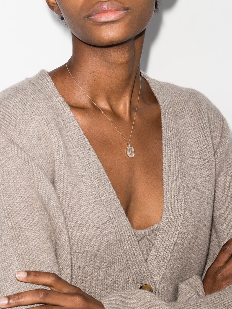 14k Yellow Gold V Initial Diamond Necklace