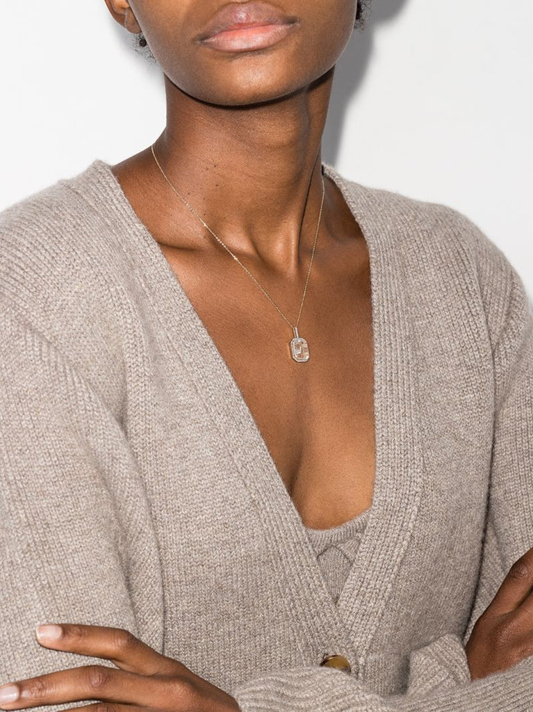14k Yellow Gold V Initial Diamond Necklace