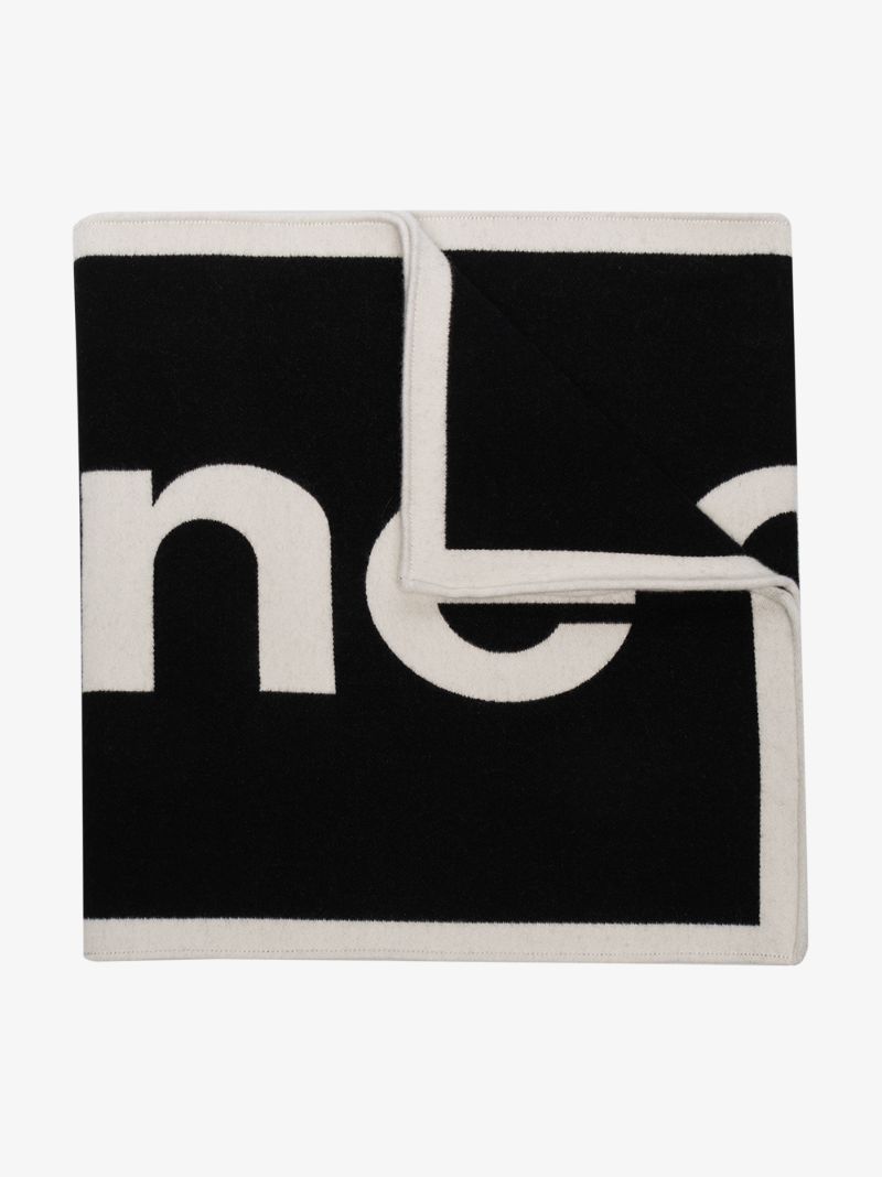 Black and White Logo Wool Scarf