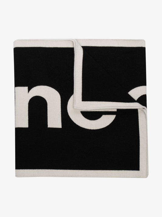 Black and White Logo Wool Scarf