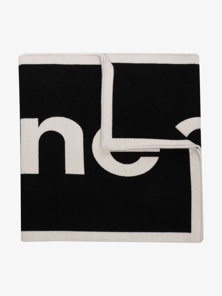 Black and White Logo Wool Scarf