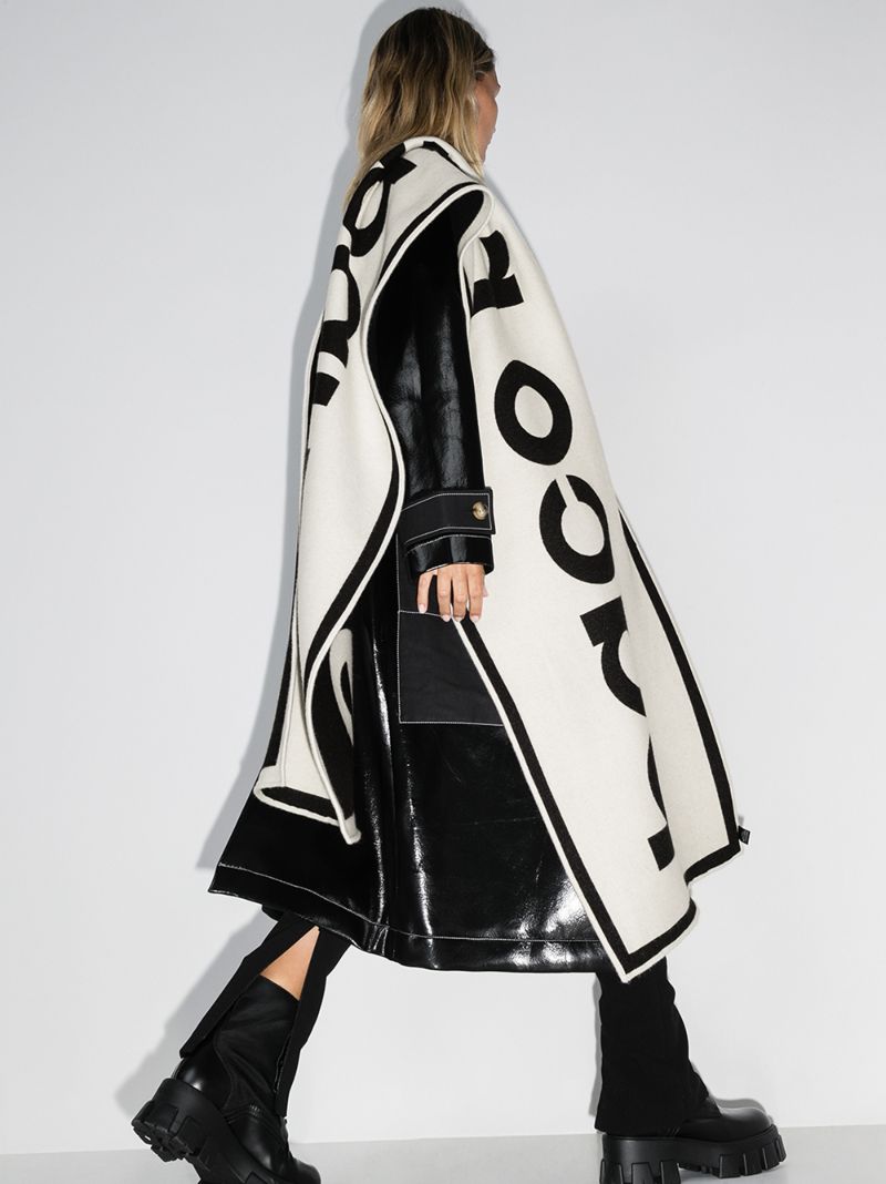 Black and White Logo Wool Scarf