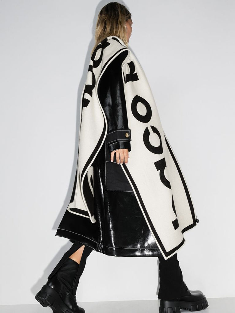 Black and White Logo Wool Scarf